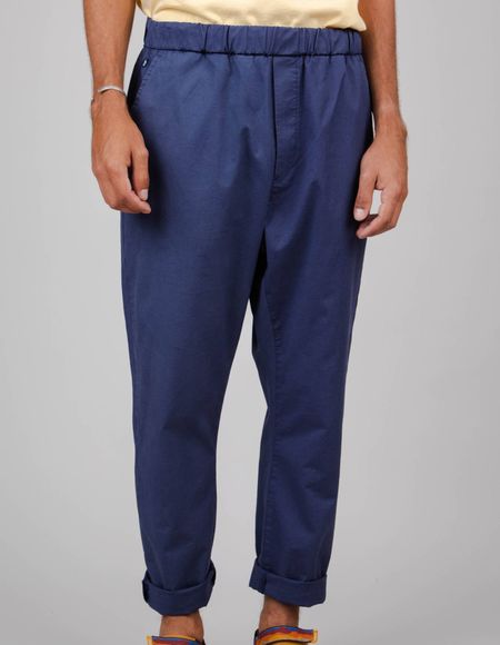 Pantalon ample bleu en coton bio et lin - oversize pant storm blue