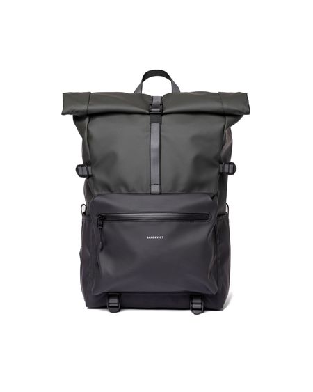 Sac à dos imperméable en matière recyclée | noir et vert "ruben 2.0 multi black dark green"