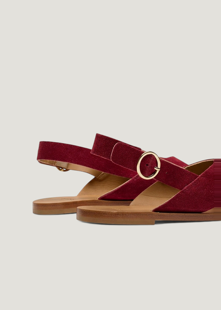 Sandales en cuir certifié | violet "paloma - suède pourpre", Odaje ex M.Moustache, photo 4