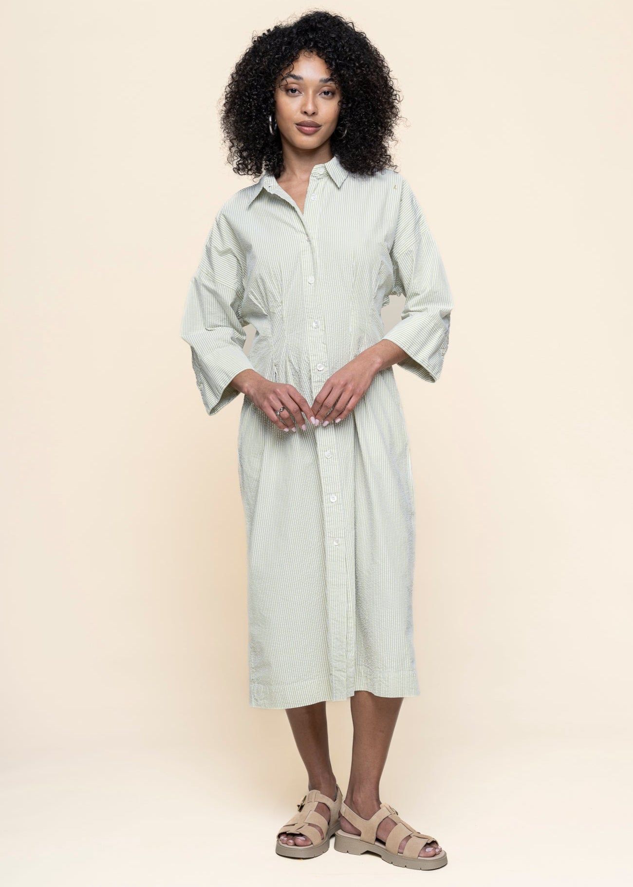Robe chemise longue en coton bio | vert "cora - pistachio", Loreak Mendian, photo 1