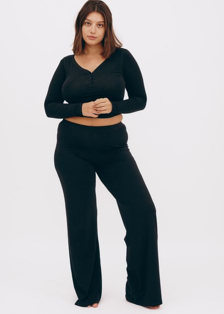 Pantalon fluide en coton bio | noir "core sport straight pants black"