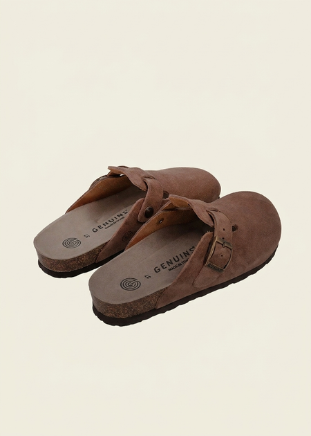 Sabots en cuir certifié | marron "riva velour terra" - Genuins