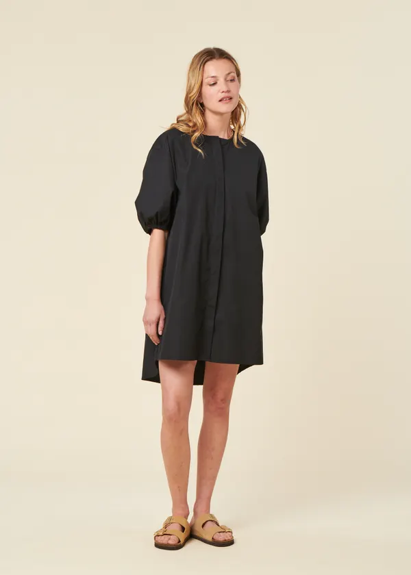Robe chemise en coton bio | noir "malala", Bonjour Demain