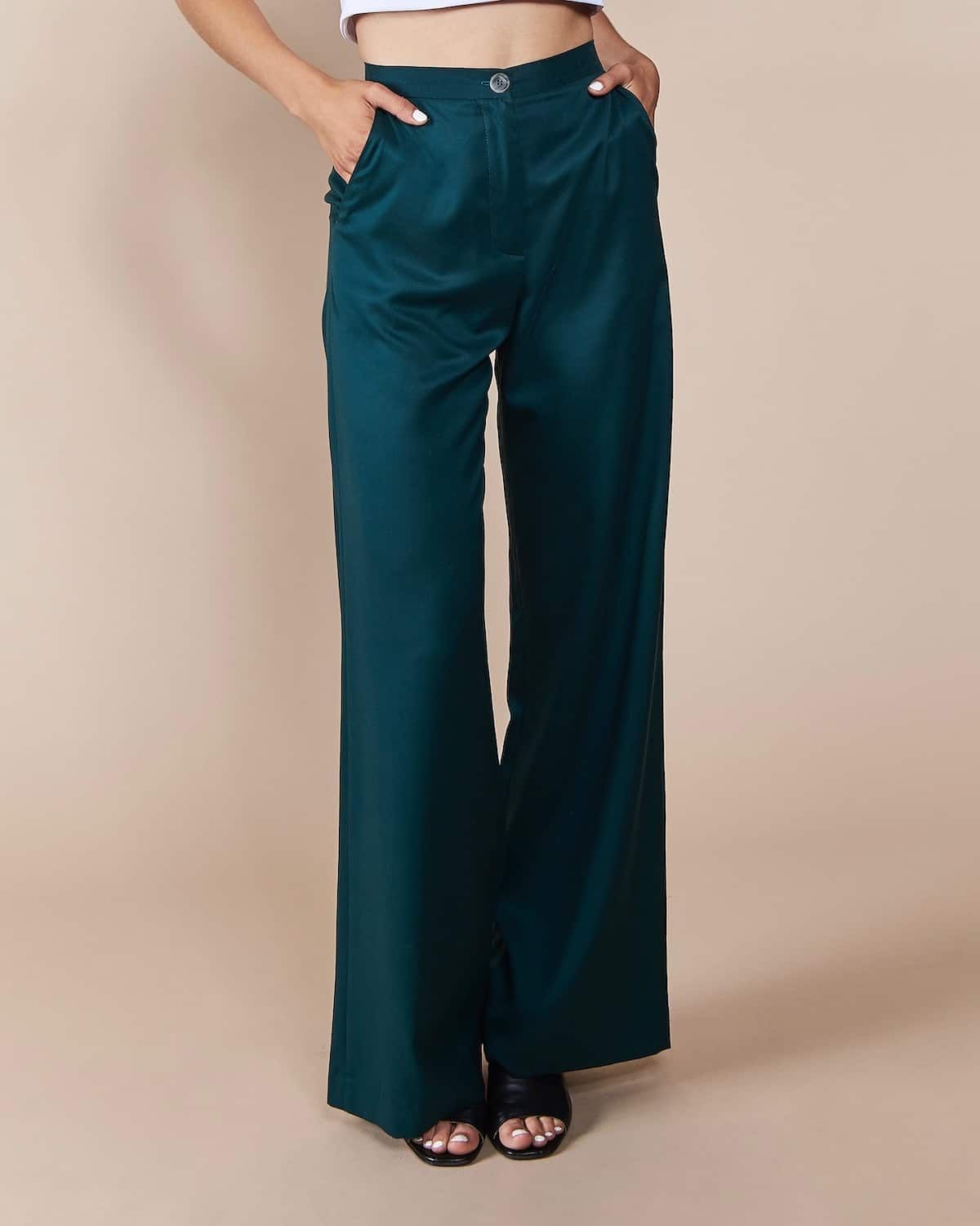 Pantalon large vert émeraude en tencel - arouca, Jan'n June, photo 1
