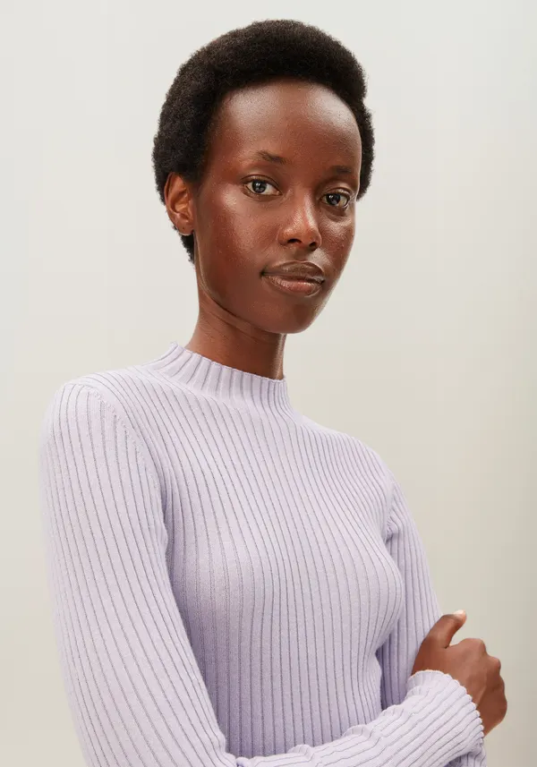 Sous-pull côtelé en coton bio | violet "Alaania knit sweater - moonlit lilac", Armedangels