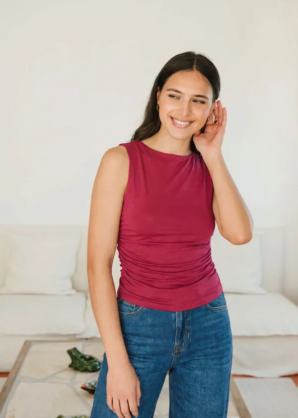 Top Marsha en lyocell et coton bio | framboise, WeDressFair