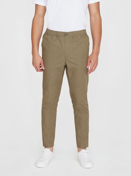 Pantalon droit en coton bio | vert olive "tim tapered poplin burned olive"