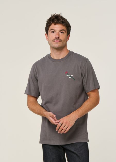 T-shirt en coton bio | gris "flower tm pavement zach tee - grey"