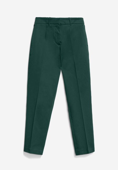 Pantalon à pinces en coton bio | vert foncé "warmaar teal stone"