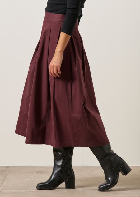Jupe midi évasée en coton biologique | marron "eloisa - chocolat", SKFK, photo 4