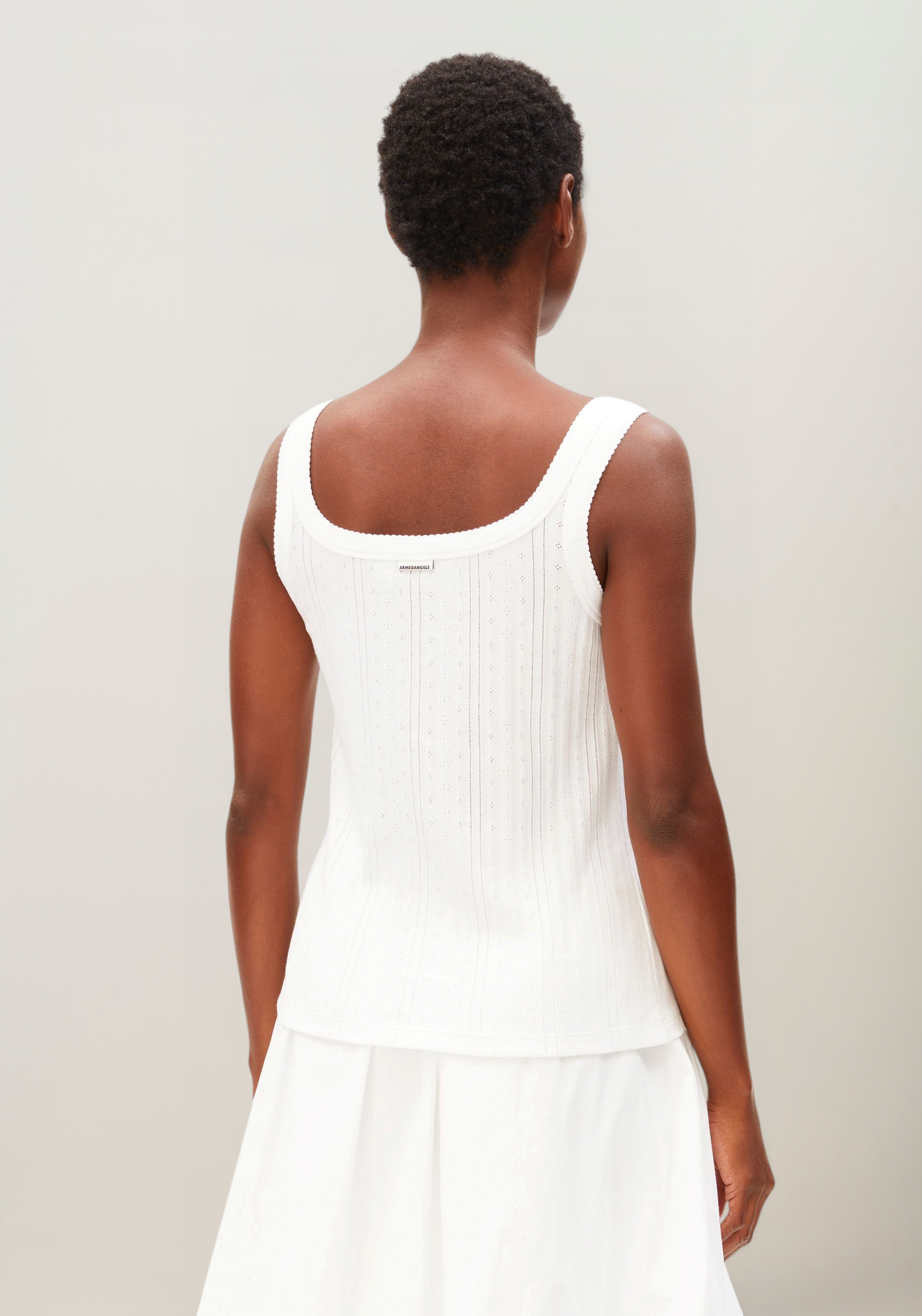 Pointelle-Top aus Bio-Baumwolle | Weiß "Pointelle top - white", Armedangels, Foto 3