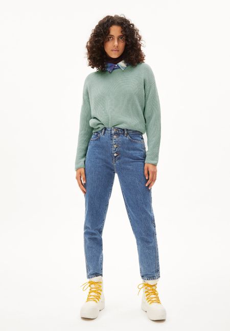 Pull maille col rond vert menthe en coton bio - nuriellaa lint, Armedangels, photo 5