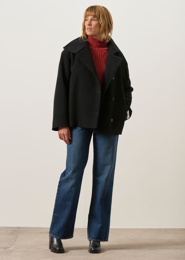 Manteau court en laine recyclée | noir "Majelaa wool jacket - black", Armedangels