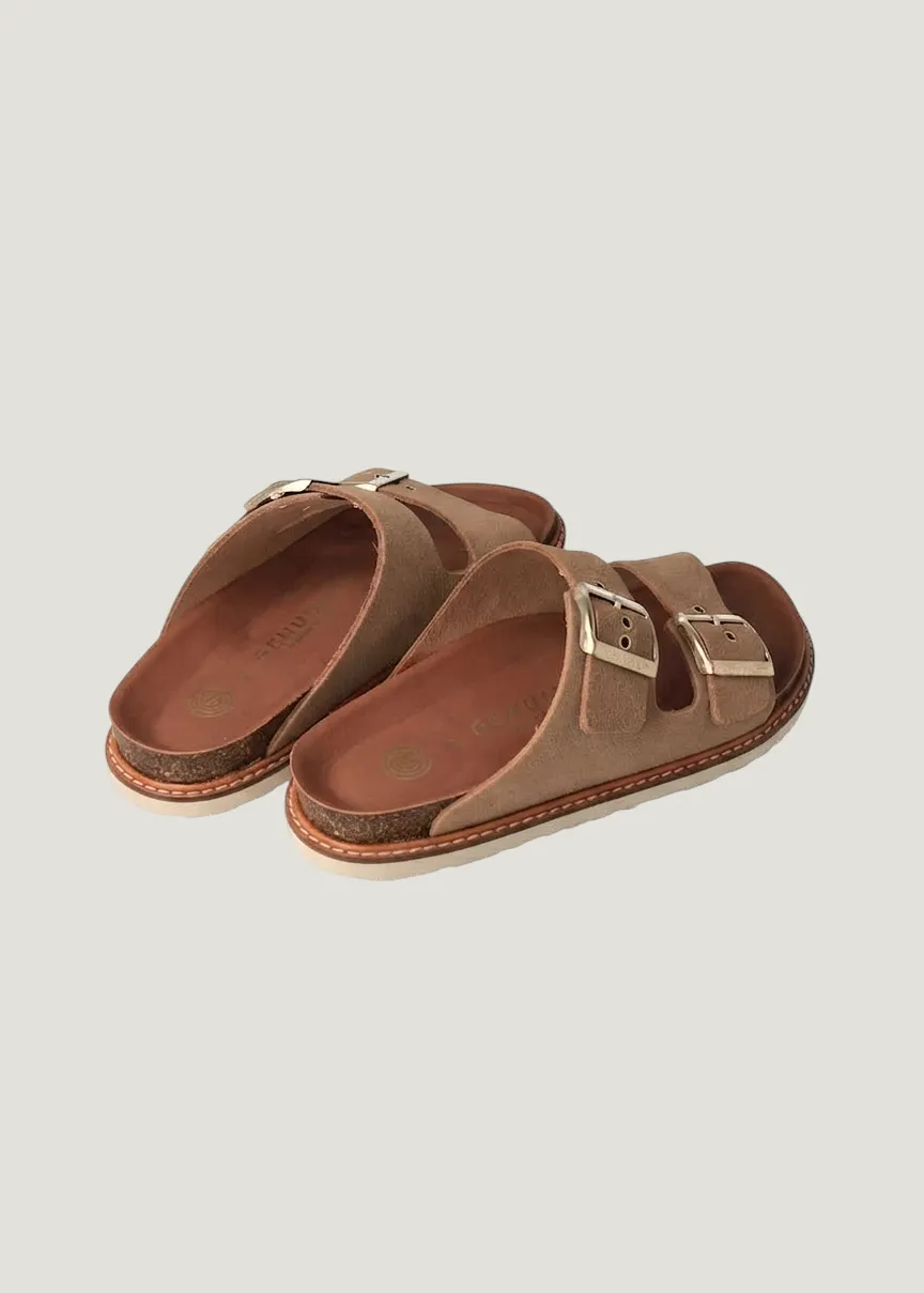 Sandales en cuir suède certifié | beige "hawaii velour almond", Genuins, photo 3