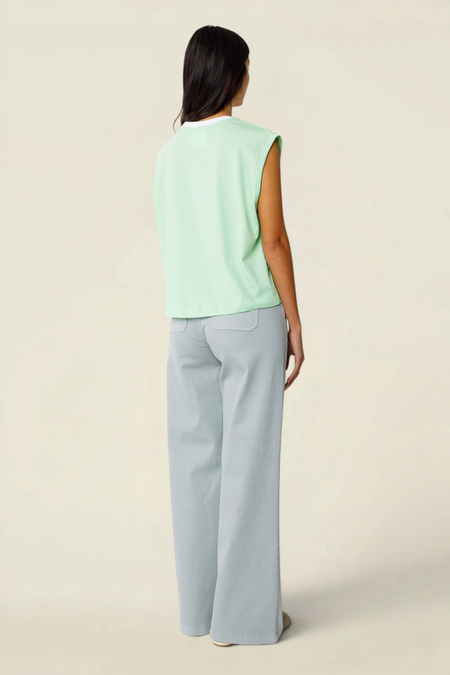Top sans manches en coton bio | vert pâle - SKFK
