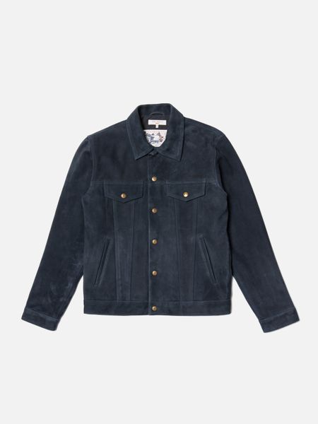 Blouson en cuir nubuck tannage végétal | marine "robby nubuck jacket navy"
