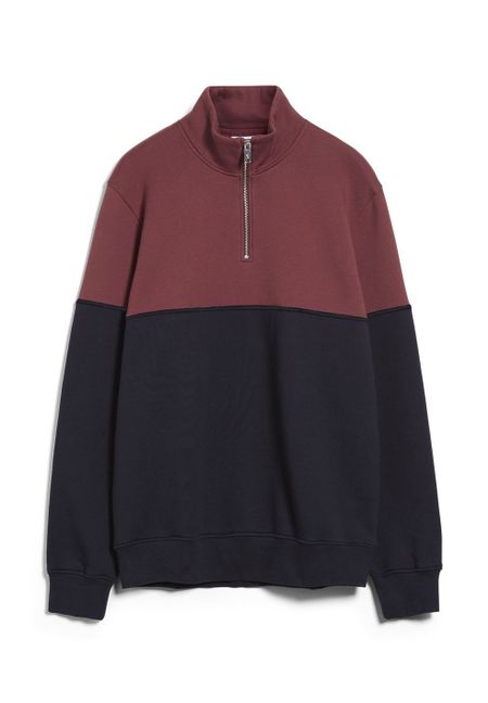 Sweat col zippé bordeaux et marine en coton bio- raalph twotone
