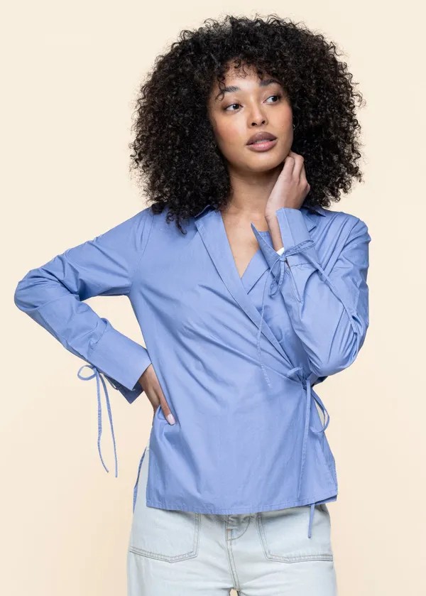 Blouse en coton bio | bleu "persian blue lenie blouse - blue", Thinking Mu