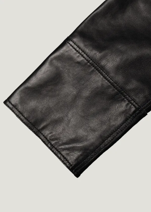 Veste en cuir tannage semi végétal | noir "anja zip jacket leather - black", Nudie Jeans