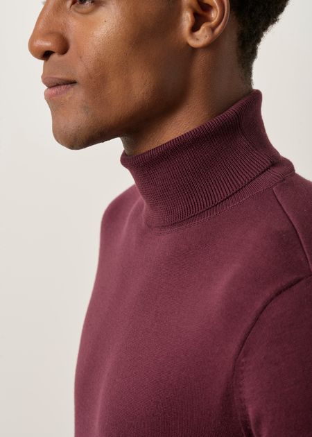 Pull col roulé fin en coton bio | bordeaux - WeDressFair