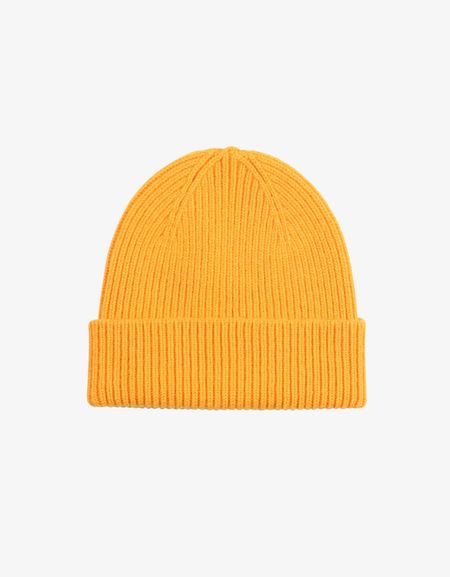 Bonnet jaune en laine mérinos recyclée - merino wool beanie burned yellow - Colorful Standard