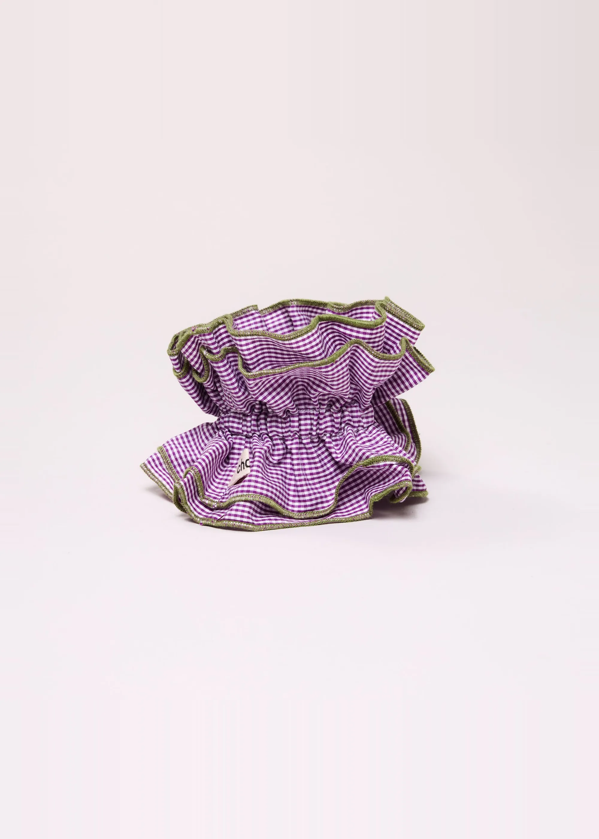 Maxi chouchou en matière upcyclée | vichy violet - bord vert, Chou², photo 2