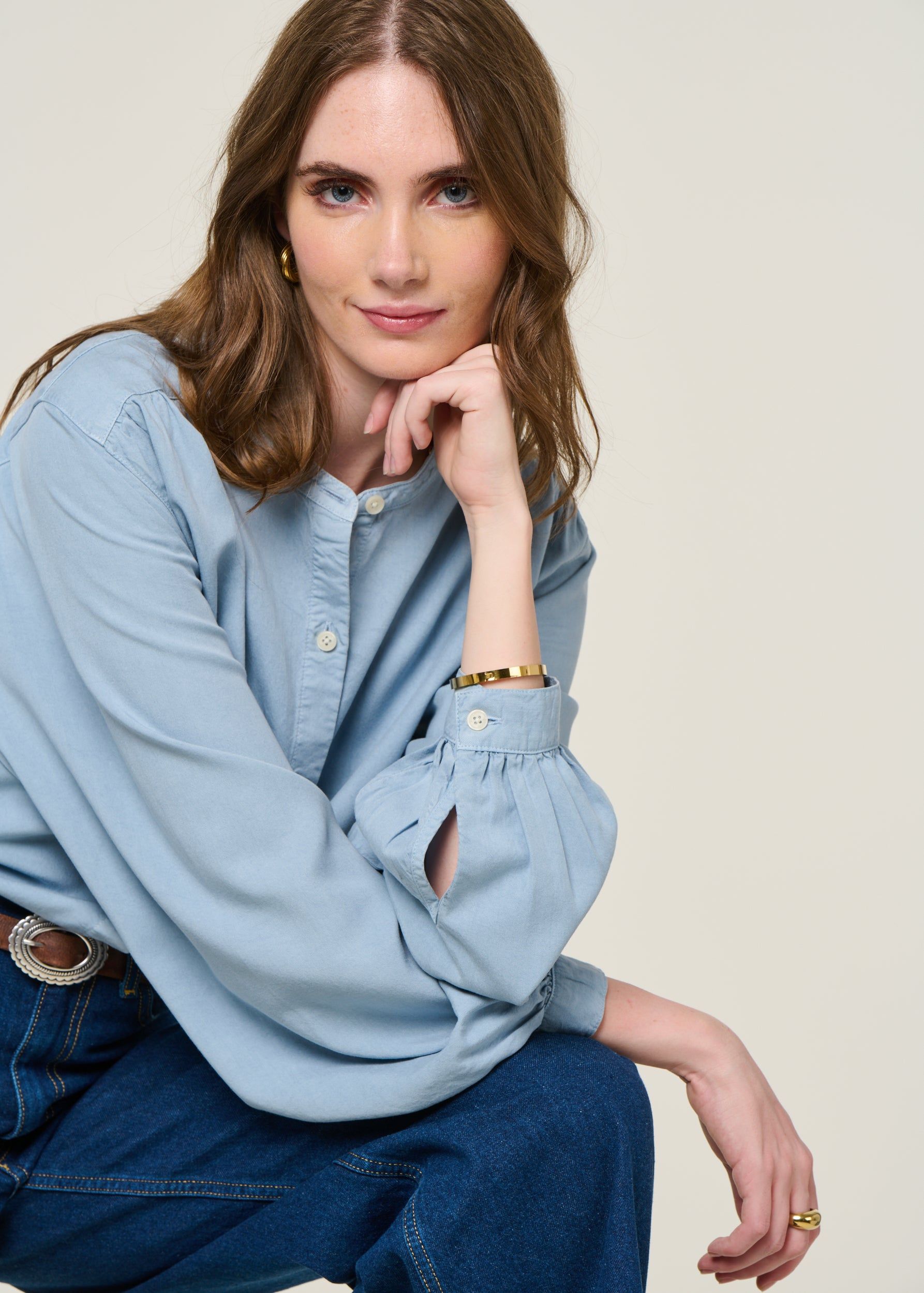 Blouse en tencel | bleu clair "evi tencel blouse - cloud blue", Kuyichi, photo 2