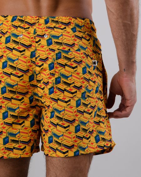 Short de bain en matière recyclée | multicolore "kodak film swimwear yellow" - Brava Fabrics