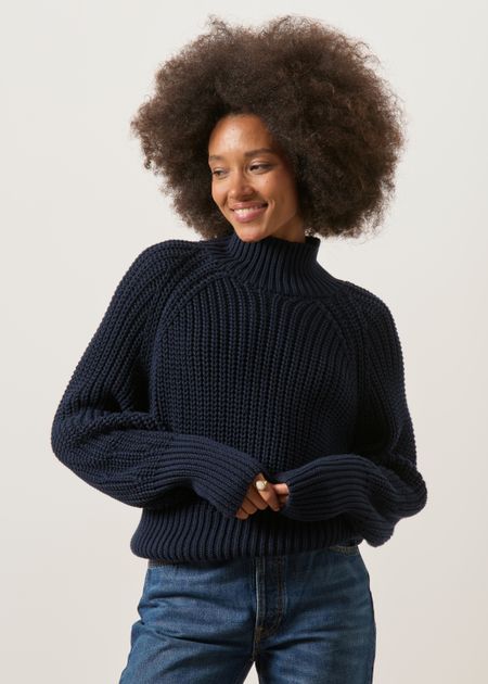Pull épais col roulé en coton bio, Jan'n June