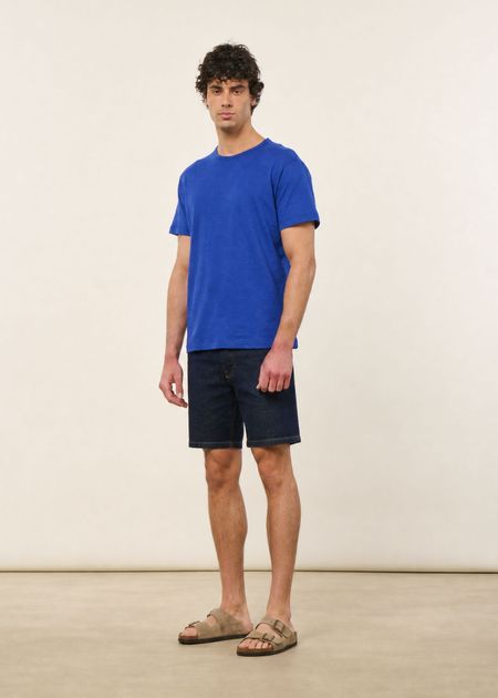 T-shirt classique en coton lin upcyclé  | bleu cobalt, WeDressFair, photo 3