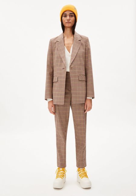 Blazer à carreaux en coton mélangé - andreaa tartan kitt-fudge, Armedangels, photo 4