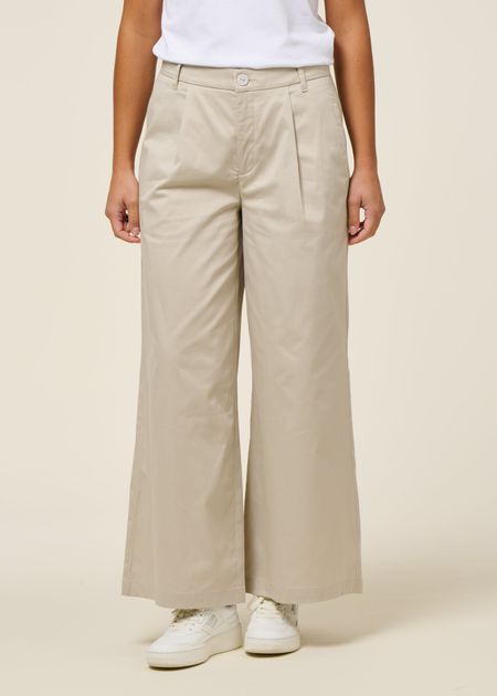 Pantalon large en coton bio | beige "ena" - SKFK