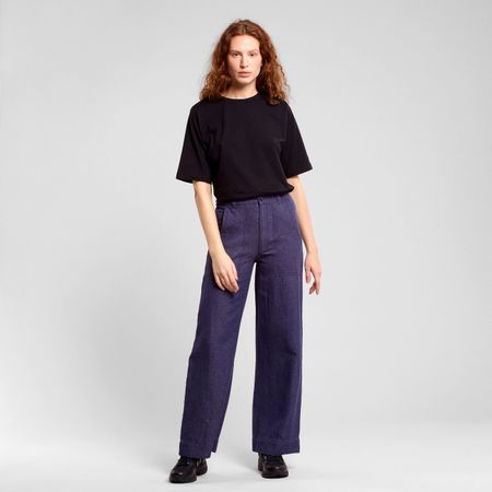 Pantalon cargo en coton bio et chanvre | marine "workwear pants vara hemp navy black iris"
