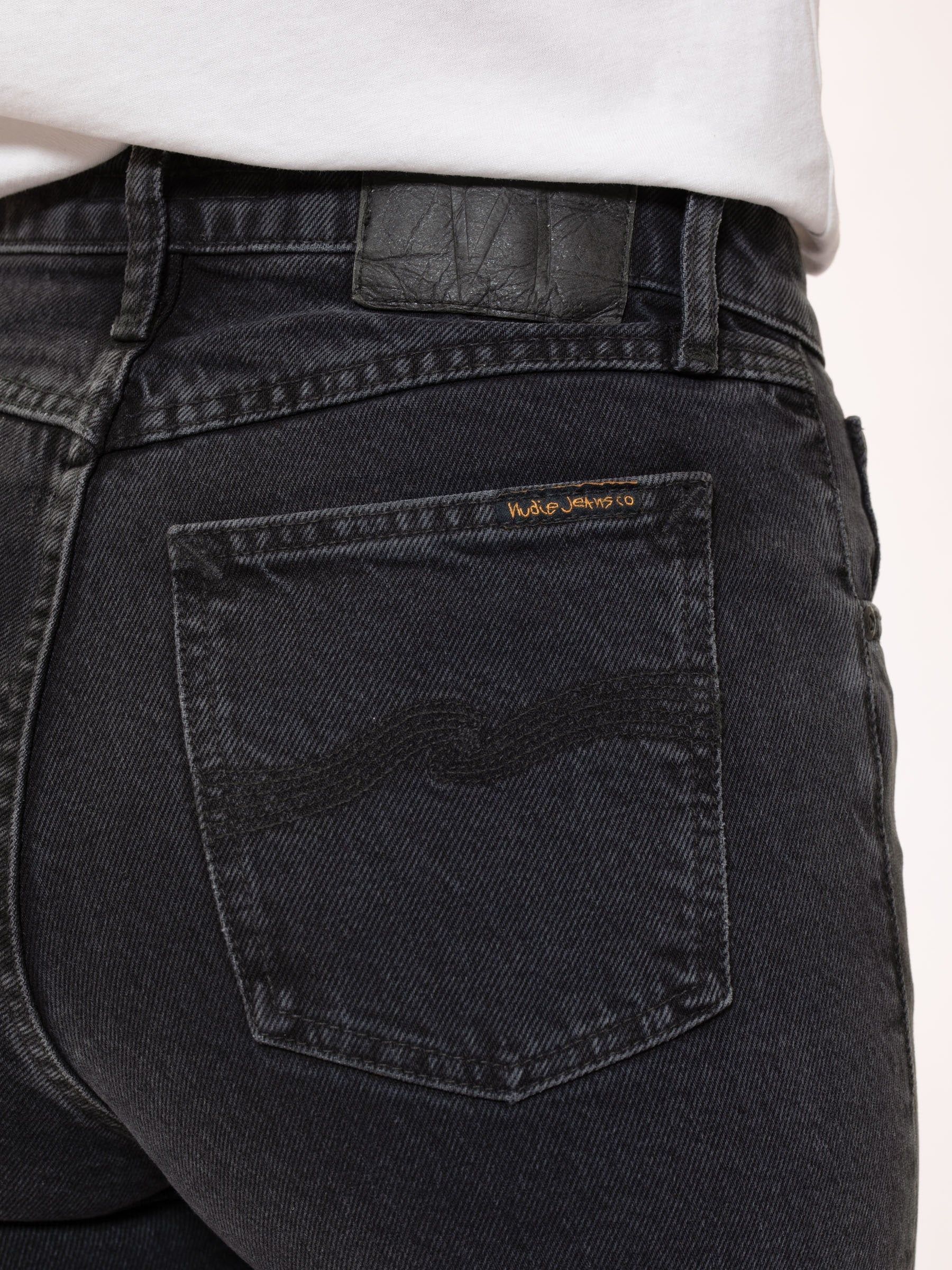Jean droit noir en coton bio et tencel - straight sally black sand, Nudie Jeans, photo 2