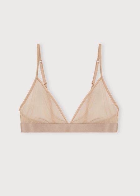 Soutien-gorge en nylon recyclé | marron "mesh triangle bralette - hazelnut" - Organic Basics