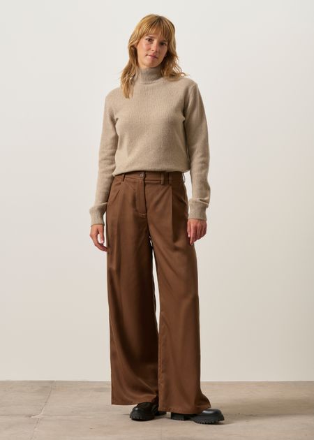 Pantalon ample à pinces en tencel | marron "oak molly pants - brown" - Thinking Mu