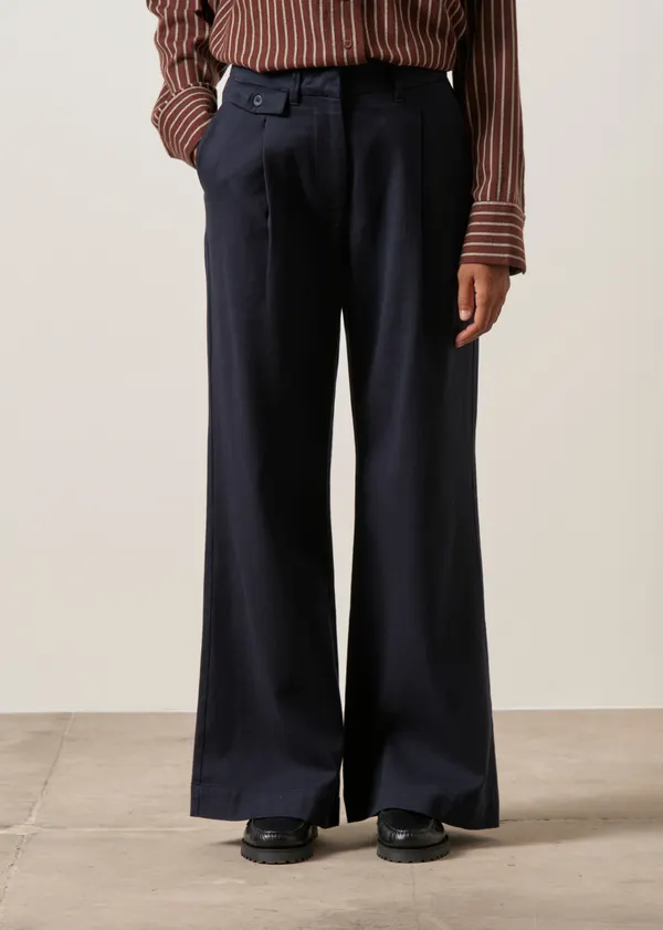 Pantalon ample à pince en coton bio | marine "Patricia", Thinking Mu