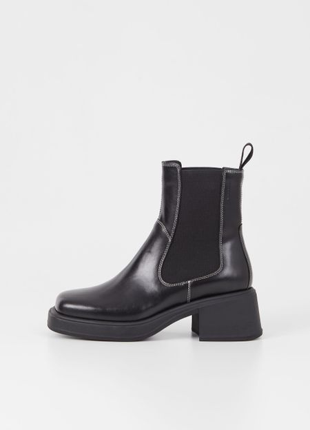 Bottines en cuir certifié | noir "dorah - black white"