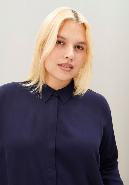 Blouse en viscose ecovero | bleu "larisaana longsleeve blouse - tinted navy" - Armedangels