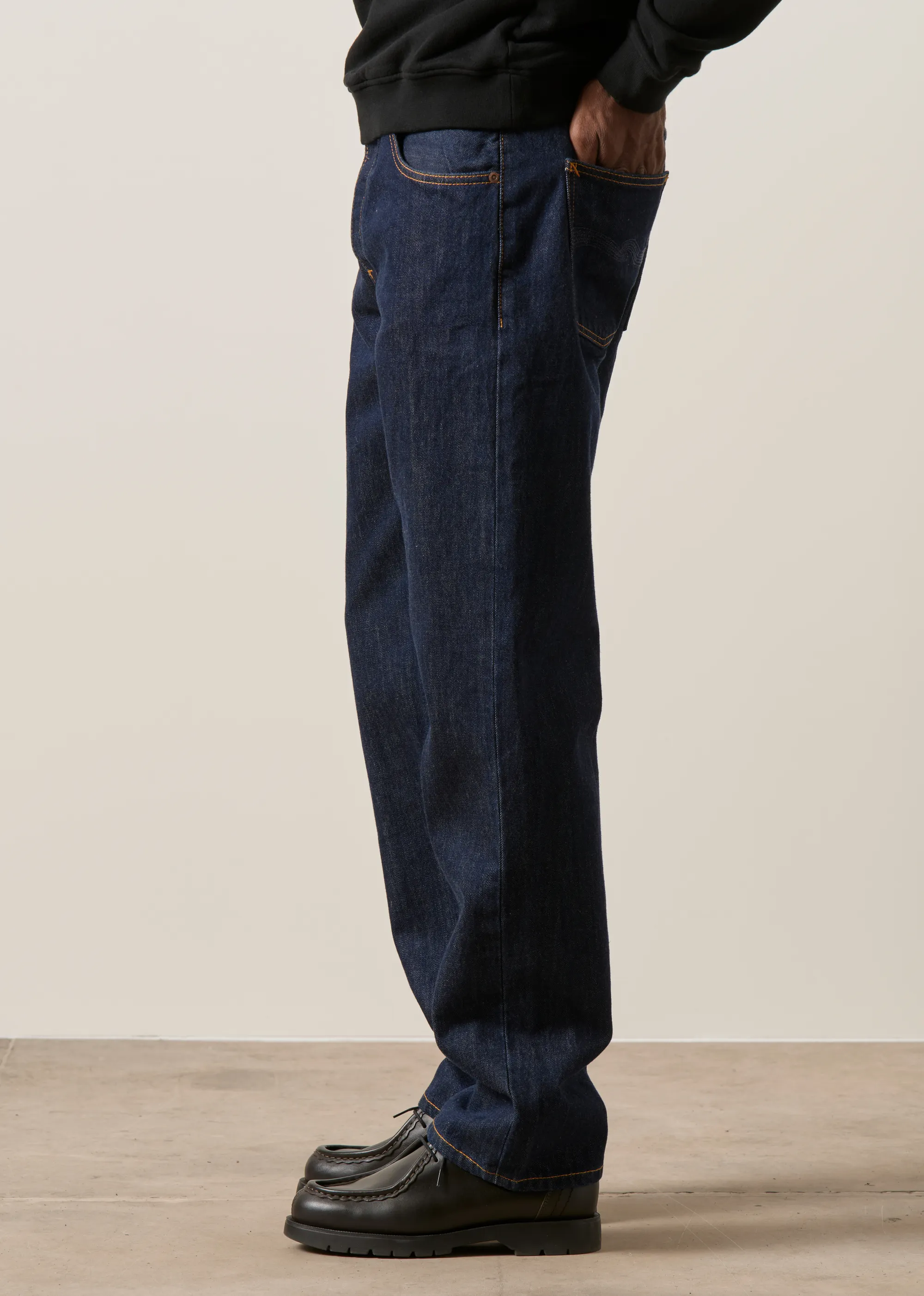 Jean droit large en coton bio  brut "rad rufus blue one wash", Nudie Jeans, photo 5