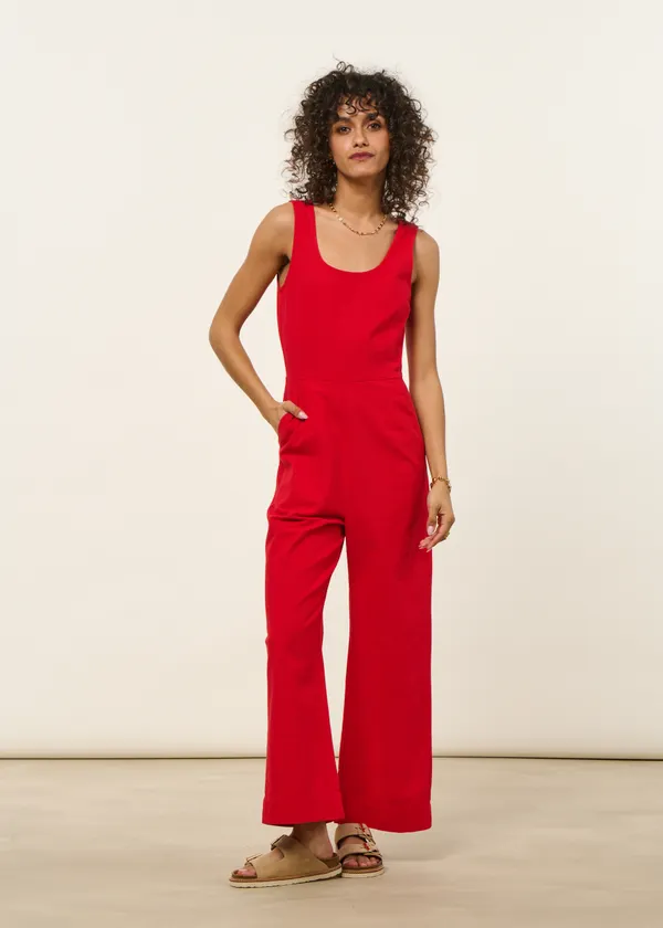Combinaison en coton bio | rouge "clavel raflesia jumpsuit", Thinking Mu