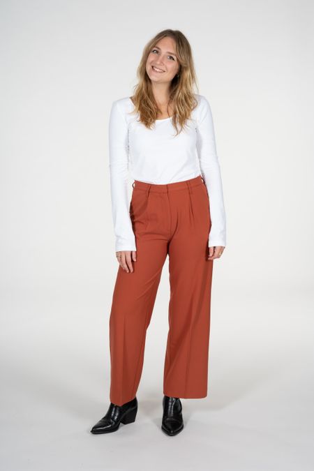Pantalon large orange en matière recyclée et ecovero - posey, Knowledge Cotton Apparel, photo 4