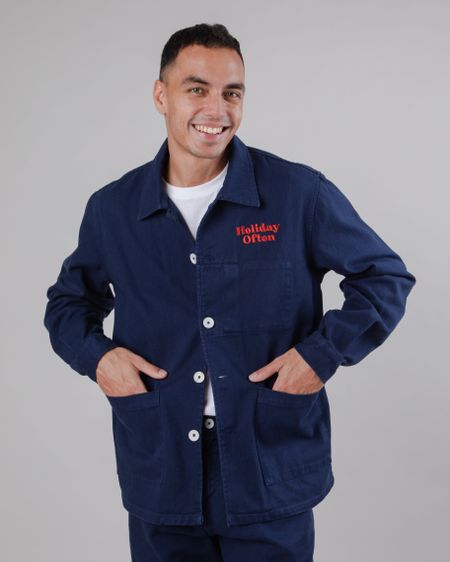 Veste worker en coton bio | bleu "holiday carpenter jacket navy blue"