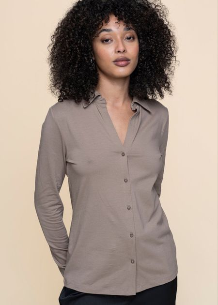 Chemise en coton biologique | marron "nalaannia - shiitake"