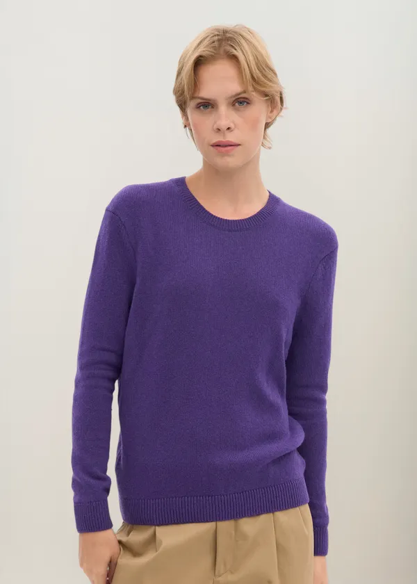 Pull en laine mérinos recyclée | violet "women classic merino wool crew - ultra violet", Colorful Standard