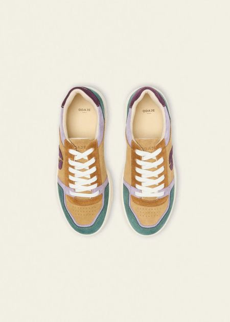 Baskets basse en cuir certifié lwg | multicolore "baskets basses nora - vert-lilas-beige", Odaje ex M.Moustache, photo 3