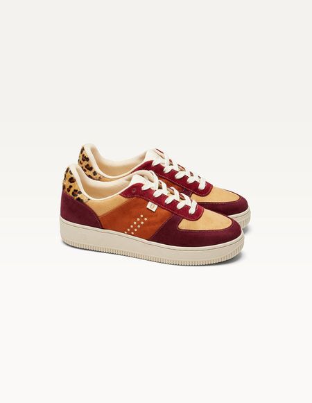 Baskets en cuir certifié | multicolore "maxence f - bordeaux beige" - Odaje ex M.Moustache