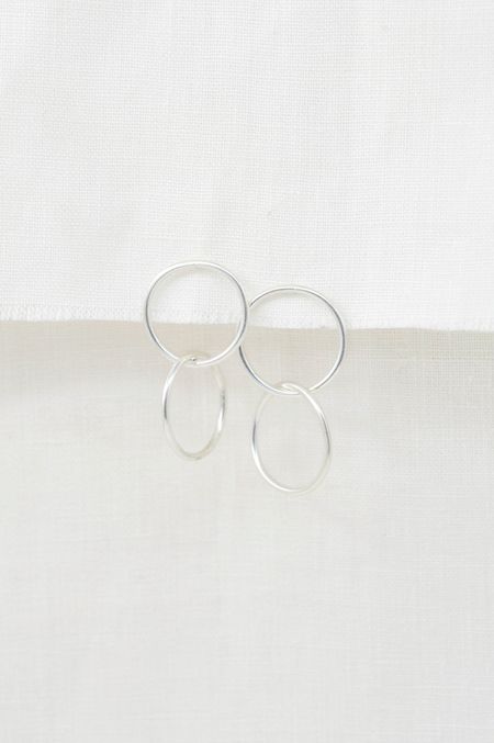 Boucles d'oreilles en argent recyclé - double linked stud, Wild fawn, photo 4