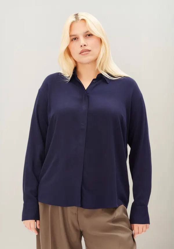 Blouse en viscose ecovero | bleu "larisaana longsleeve blouse - tinted navy", Armedangels