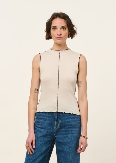 Top en coton bio | écru "Pin-tucked top organic cotton - nature white" - Rotholz